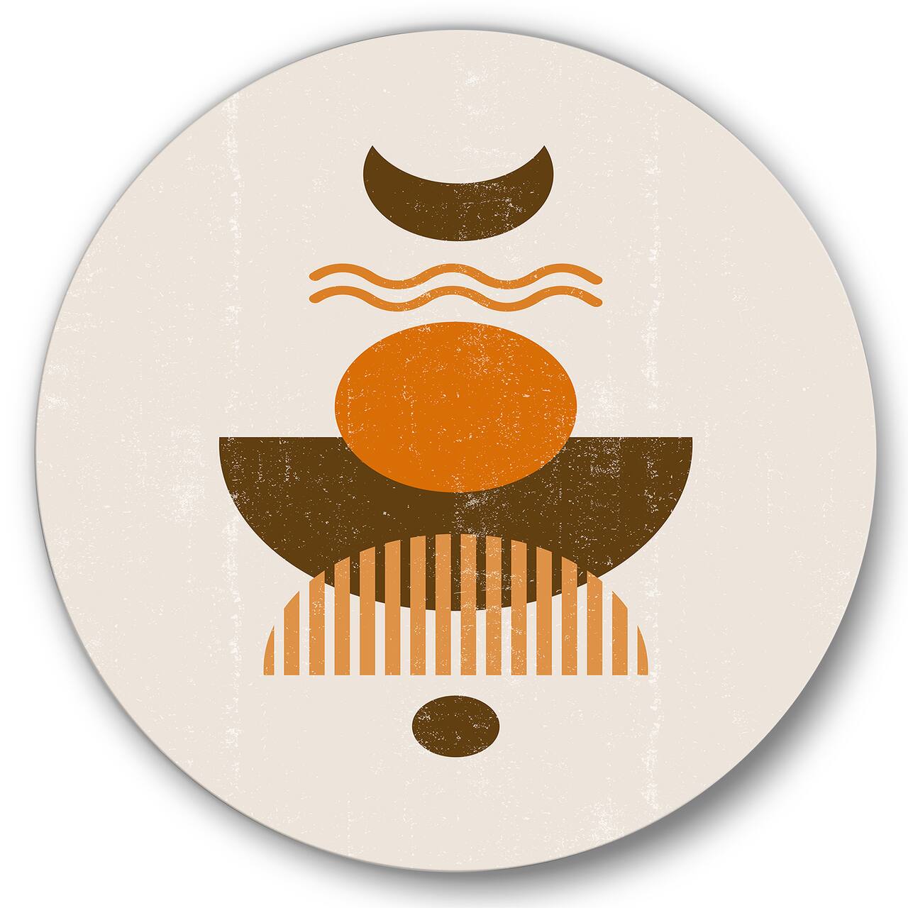 Designart - Abstract Sun and Moon In Earth Tones - Modern Metal Circle Wall Art